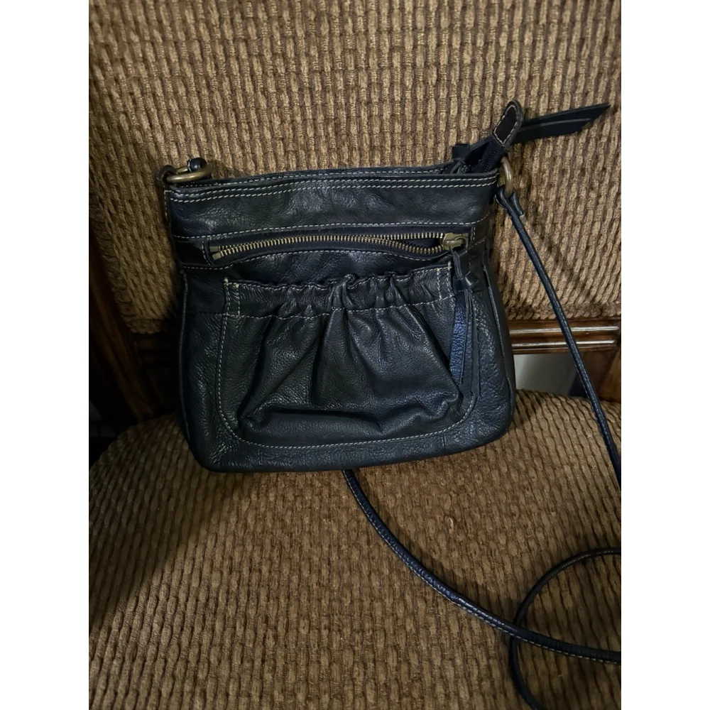 Fossil Black Pebbled Leather Small Crossbody